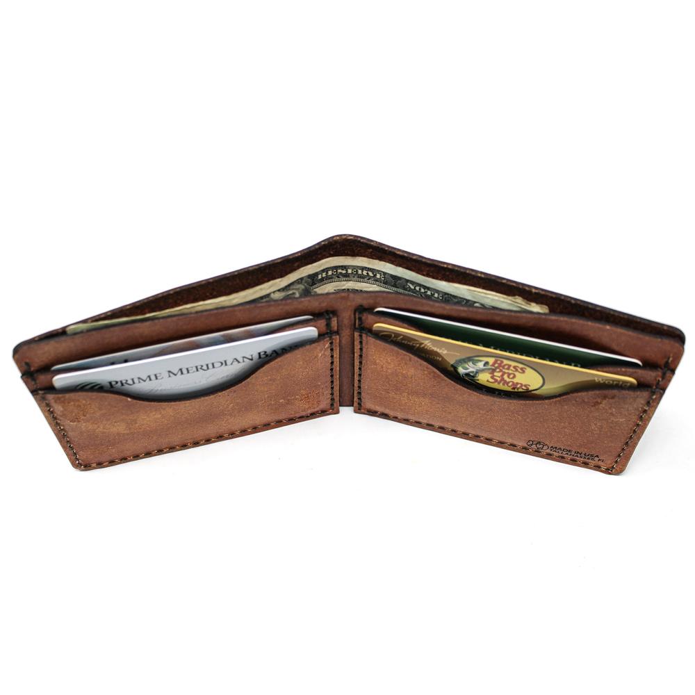 Handcrafted Whitetail Glance Leather Bill Fold Wallet - Made to Order in USA