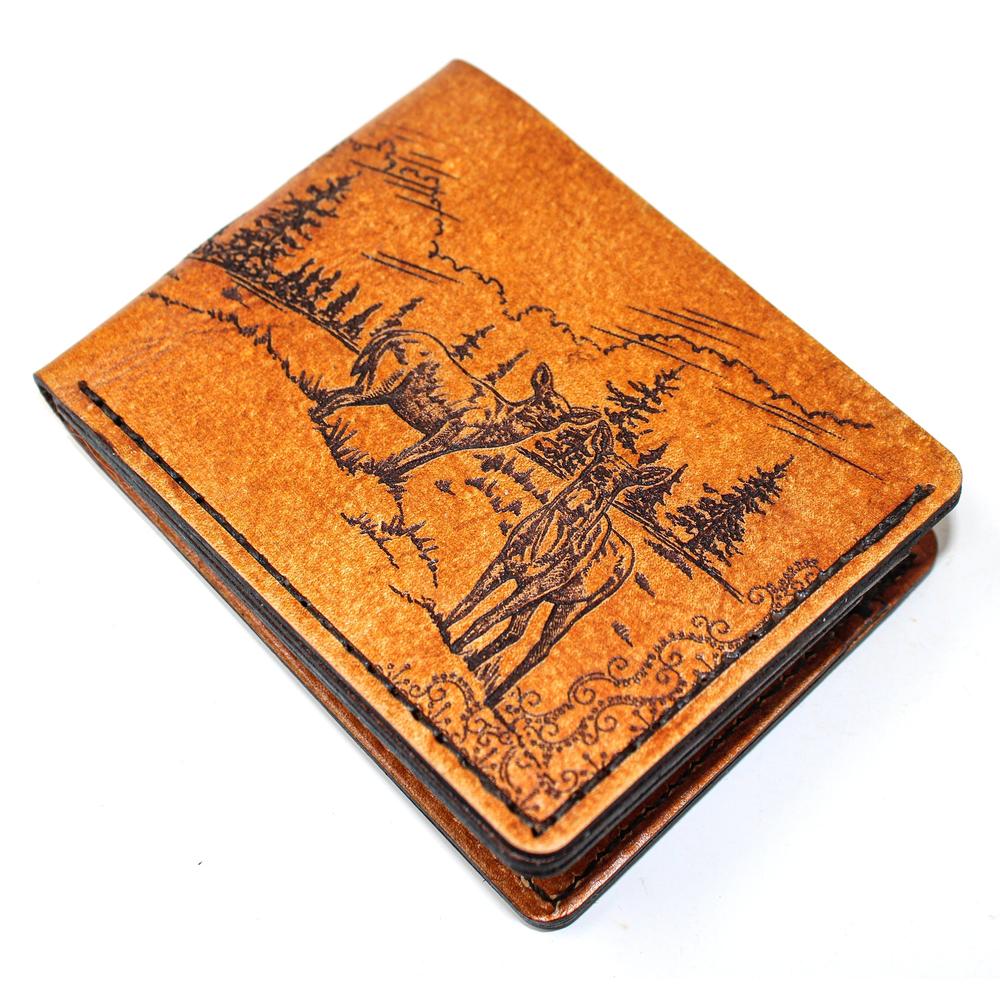 Handcrafted Whitetail Glance Leather Bill Fold Wallet - Made to Order in USA