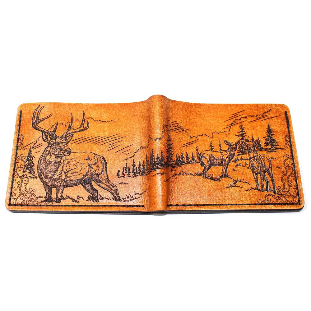 Handcrafted Whitetail Glance Leather Bill Fold Wallet - Made to Order in USA