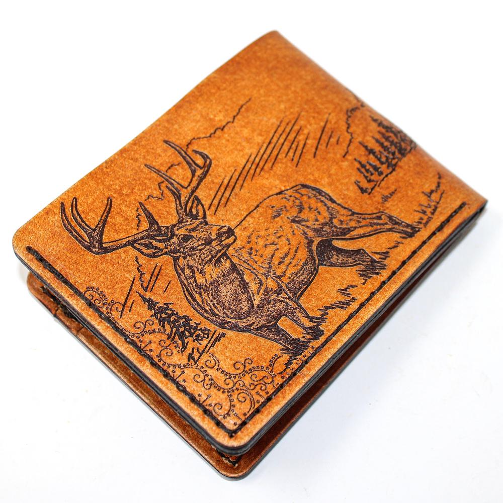 Handcrafted Whitetail Glance Leather Bill Fold Wallet - Made to Order in USA