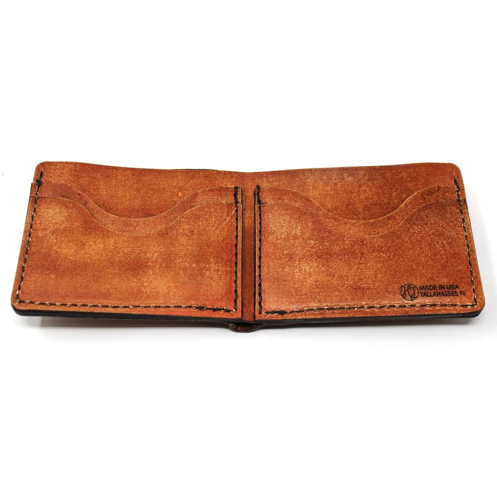 Handcrafted Whitetail Glance Leather Bill Fold Wallet - Made to Order in USA