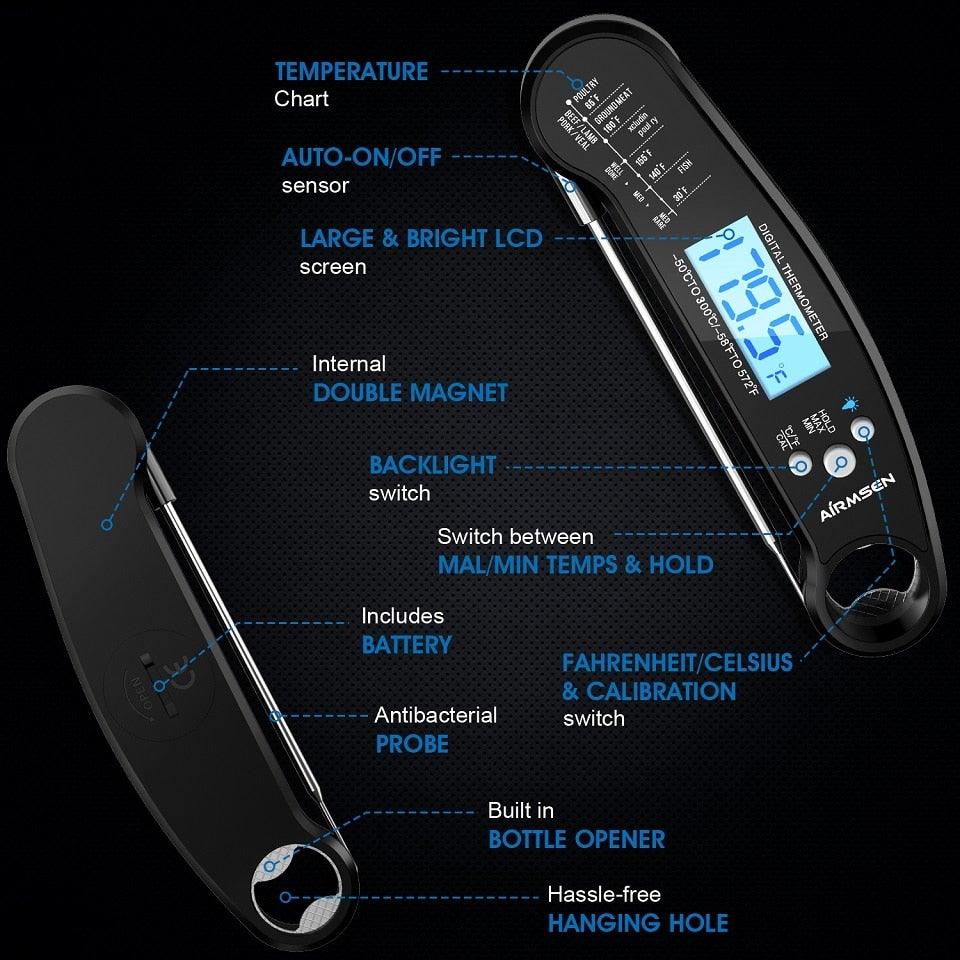 Food Kitchen Thermometer For Barbecue Grill - Waterproof Instant Read